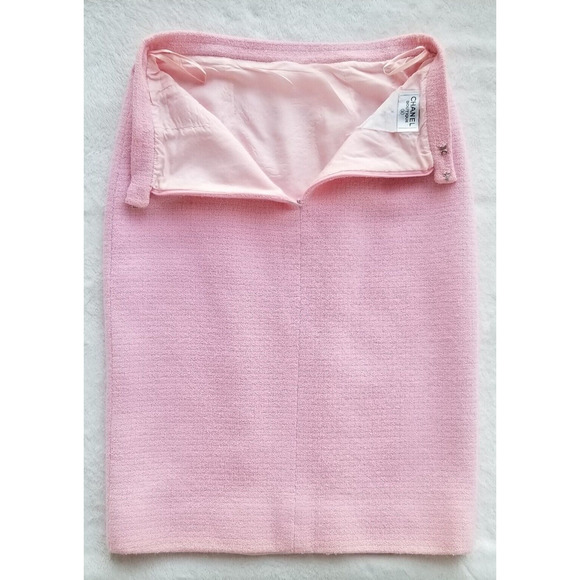 CHANEL vintage 1980's pretty-in-pink "beaded pearl bouclé" skirt fr-38 / us-6 - Picture 6 of 10
